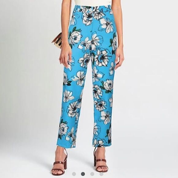 Haveone. Blue floral suit. Jacket with pants - Picture 3 of 10